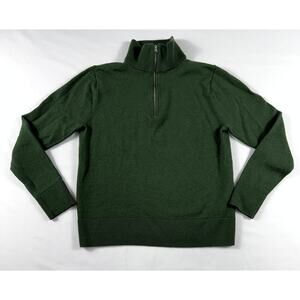 J. Crew men Green 50% Merino Wool Quarter Zip Sz S Long Sleeve Pullover Sweater